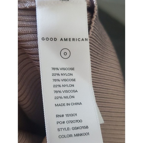Good American Plaited Ribbed Polo top in Mink001 Beige Size 2 US M New - Picture 9 of 9